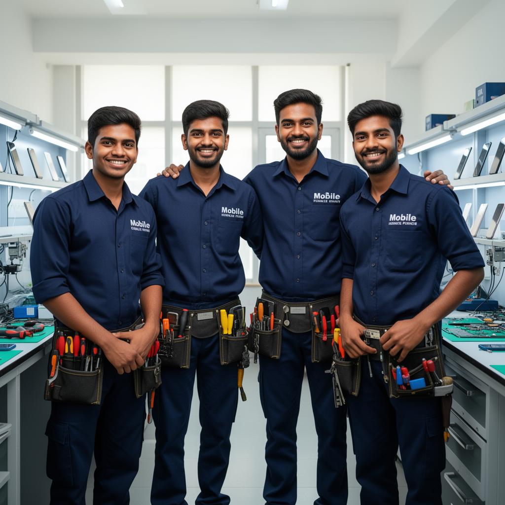 handsetgo team of trained mobile phone repair technicians in branded uniform